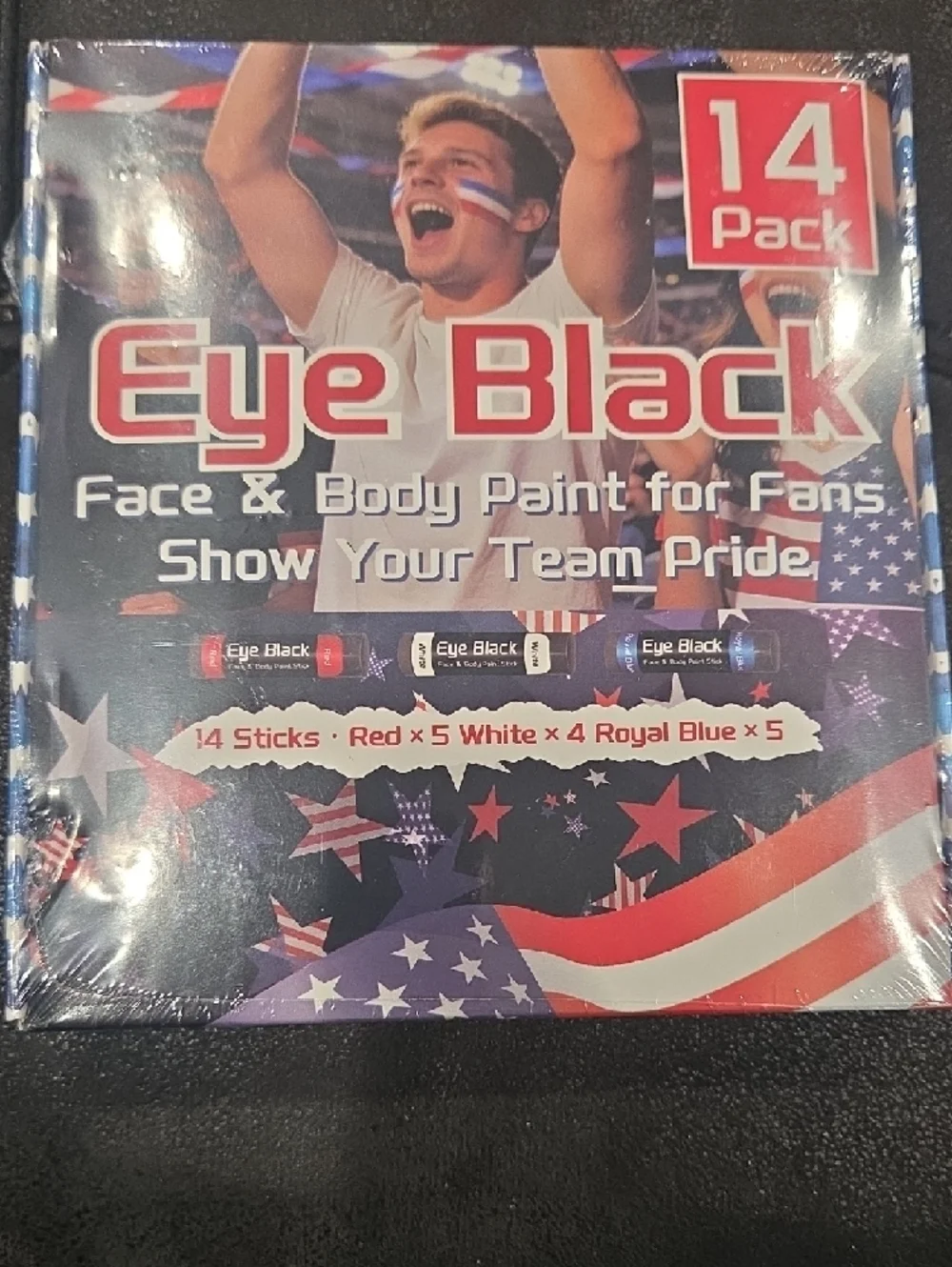 14 Pack Red White Blue Sports Eye Black for Baseball Football